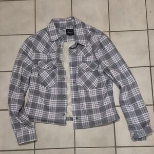 Jachs Gray and Pink Plaid Utility Jacket
